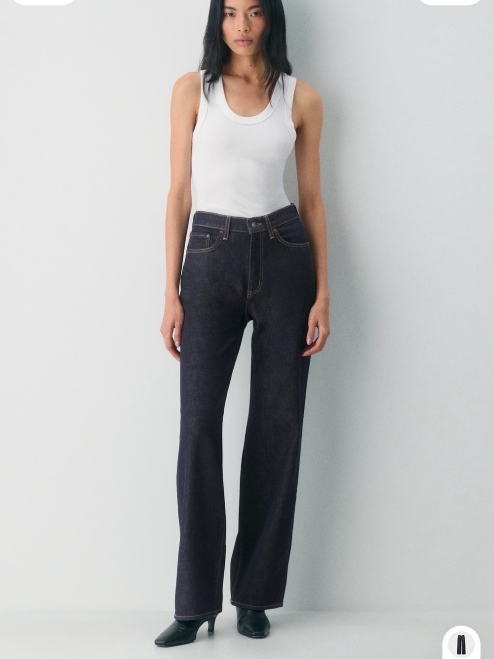 NWT Denim Forum Cleo Relaxed Hi Rise Wide Jean Dark Blue Denim Size 25